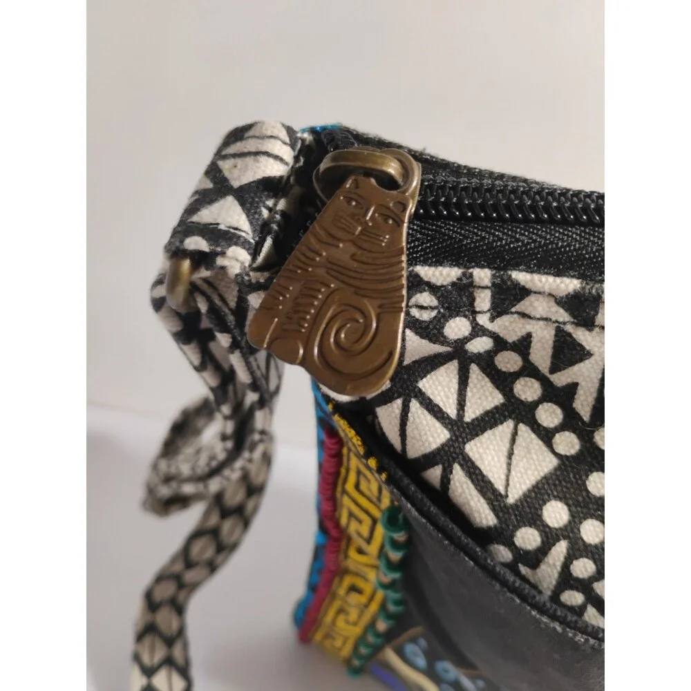 Laurel Burch Crossbody Canvas Bag Cats Zip Top Purse Handbag
